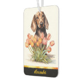 Schattigee Teckel met tulpen die binnenshuis vreug Luchtverfrisser (Links)