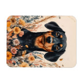 Schattigee Teckel met Wildflowers Flexible Magneet (Horizontaal)