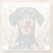 Schattigee Teckel met Wildflowers Schilderij Glazen Onderzetter (Achterkant)