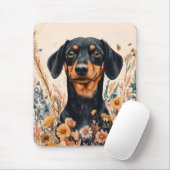Schattigee Teckel met Wildflowers Schilderij Muismat (Met muis)