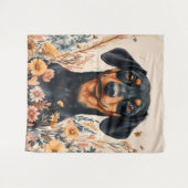 Schattigee Teckel met Wildflowers Schilderij Wandkleed (Voorkant (horizontaal))
