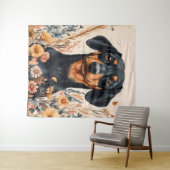 Schattigee Teckel met Wildflowers Schilderij Wandkleed (In Situ (horizontaal))
