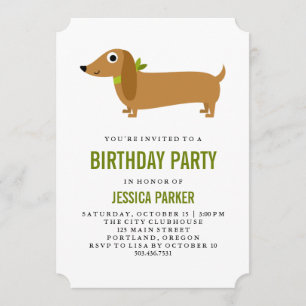 Schattigee Teckel Puppy Dog Verjaardagsfeest Kaart