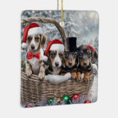 Schattigee Teckel Puppy Dogs Kerstvakantie Keramisch Ornament (Rechts)