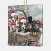 Schattigee Teckel Puppy Dogs Kerstvakantie Keramisch Ornament (Links)