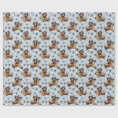 Schattigee Teckel Puppy in Basket Paw Print Cadeaupapier (Vlak)