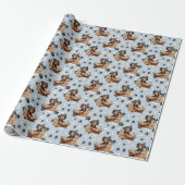 Schattigee Teckel Puppy in Basket Paw Print Cadeaupapier (Uitgerold)