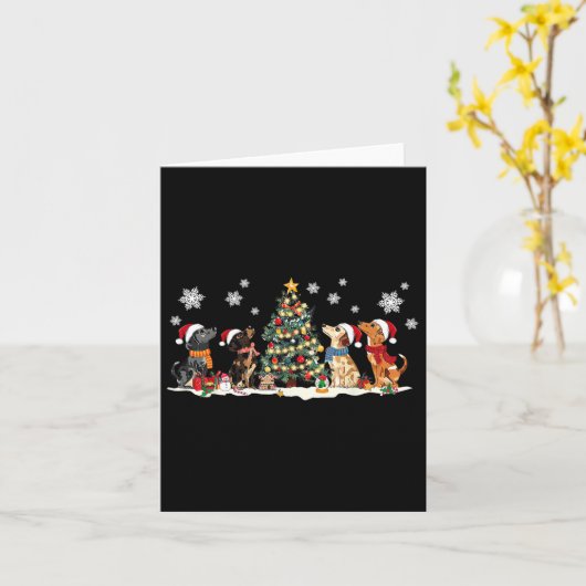 Schattigee Teckel Santa Hat Kerstboom Lights Dog Kaart (Gele Bloem)