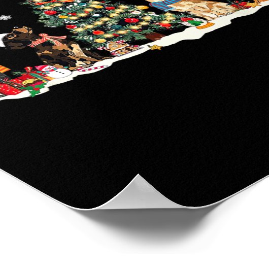 Schattigee Teckel Santa Hat Kerstboom Lights Dog Poster (Hoek)