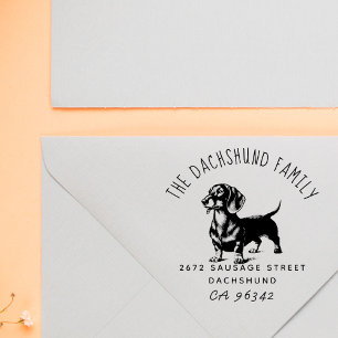 Schattigee Teckel Sausage Dog Naam Retour Adres Rubberstempel