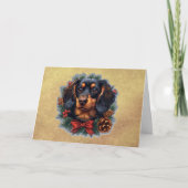 Schattigee Teckel Vakantie Kerst Kaart (Voorkant)
