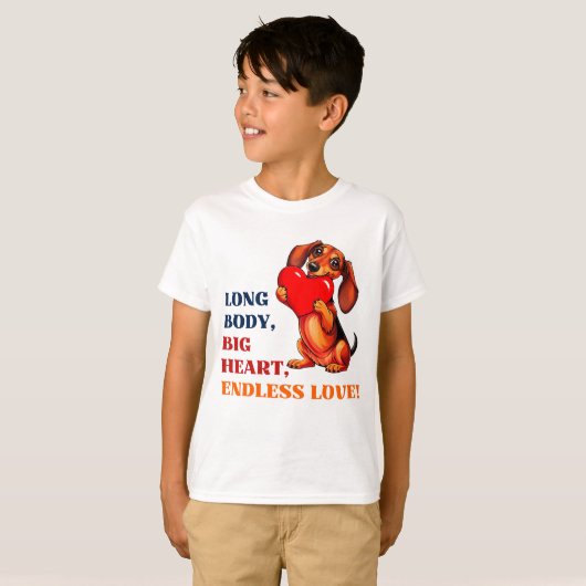 Schattigee Teckel Valentijnsdag Heart Lover Dog T-shirt (Voorkant volledig)