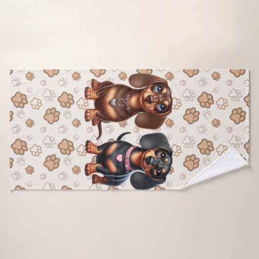 Schattigee teckel vrienden badhanddoek (Badhanddoek)