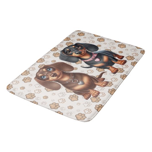 Schattigee teckel vrienden badmat (Gekanteld)