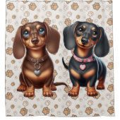 Schattigee teckel vrienden douchegordijn (Voorkant)