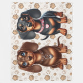 Schattigee teckel vrienden fleece deken (Voorkant)