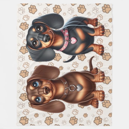 Schattigee teckel vrienden fleece deken (Voorkant)