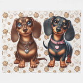 Schattigee teckel vrienden fleece deken (Voorkant (Horizontaal))