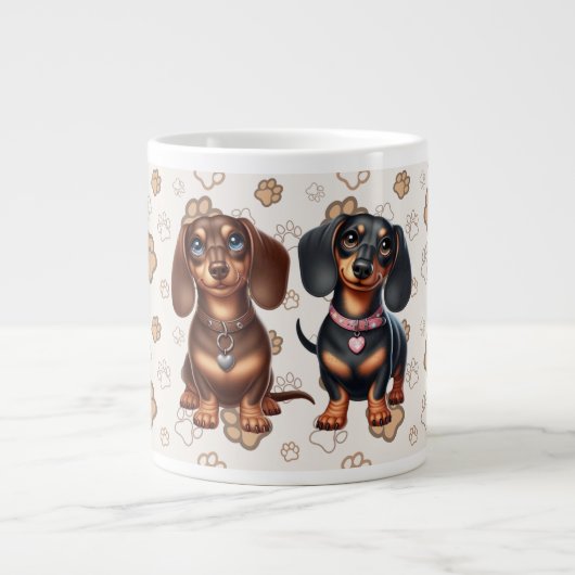 Schattigee teckel vrienden grote koffiekop (Voorkant)