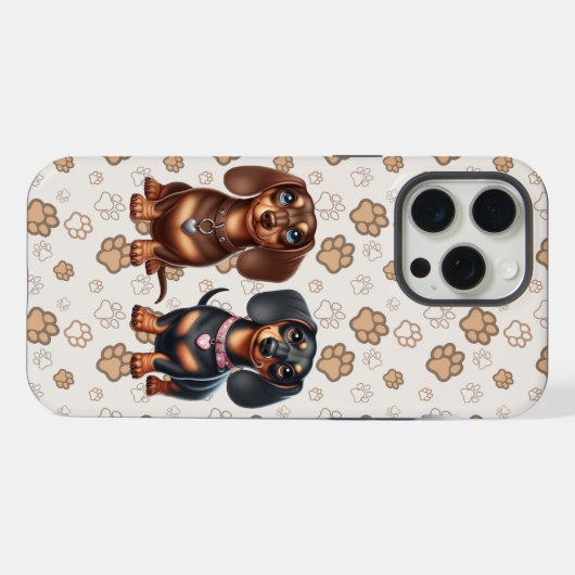 Schattigee teckel vrienden iPhone hoesje (Achterkant horizontaal)