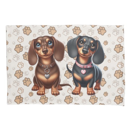 Schattigee teckel vrienden kussensloop (Voorkant)