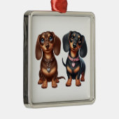 Schattigee teckel vrienden metalen ornament (Rechts)