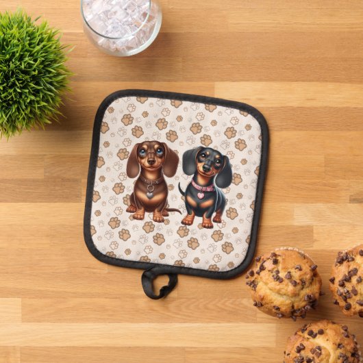 Schattigee teckel vrienden pannenlap (Top down)