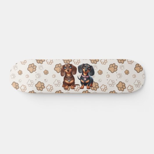 Schattigee teckel vrienden persoonlijk skateboard (Horizontaal)