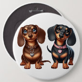 Schattigee teckel vrienden ronde button 6,0 cm (Voorkant /achterkant)