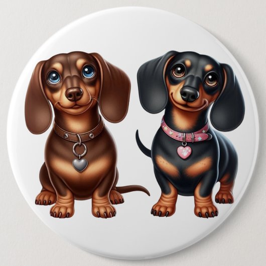 Schattigee teckel vrienden ronde button 6,0 cm (Voorkant)