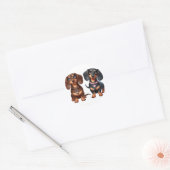 Schattigee teckel vrienden ronde sticker (Envelop)