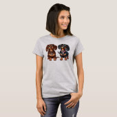 Schattigee teckel vrienden t-shirt (Voorkant volledig)
