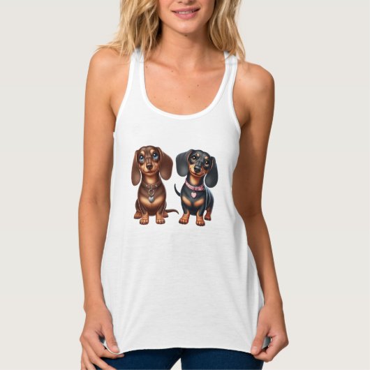Schattigee teckel vrienden tanktop (Voorkant)