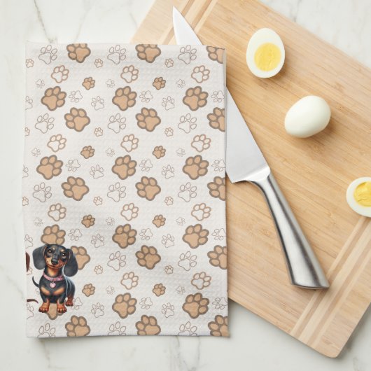 Schattigee teckel vrienden theedoek (Quarter Fold)