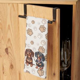 Schattigee teckel vrienden theedoek