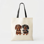 Schattigee teckel vrienden tote bag (Voorkant)