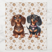 Schattigee teckel vrienden wijn etiket (Enkel label)