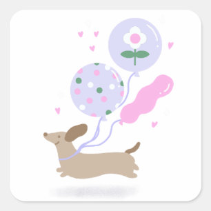 Schattigee Teckel Weiner Hondenliefhebber Party Ro Vierkante Sticker