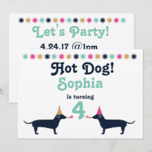 Schattigee Teckel Wiener Dog Verjaardagsuitnodigin