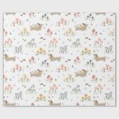 Schattigee Teckel Wildflower Verjaardag Baby Party Cadeaupapier (Vlak)