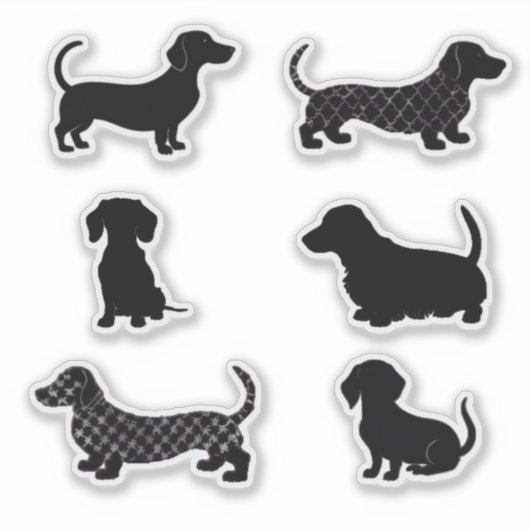 Schattigee Teckels Sausage Dog Silhouette Uitsnede Sticker (Voorkant)