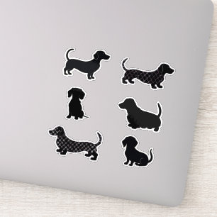 Schattigee Teckels Sausage Dog Silhouette Uitsnede Sticker