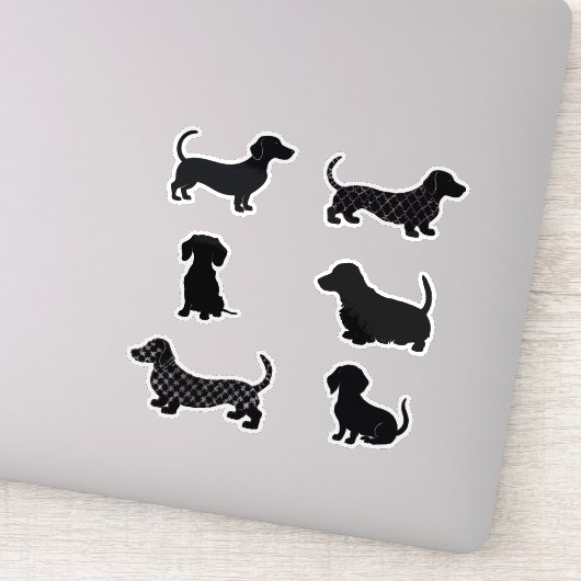 Schattigee Teckels Sausage Dog Silhouette Uitsnede Sticker (Detail)