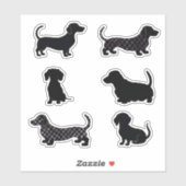 Schattigee Teckels Sausage Dog Silhouette Uitsnede Sticker (Vel)