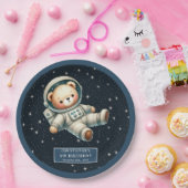 Schattigee Teddy Astronaut Boy Baby shower Papier  Papieren Bordje (Feest)