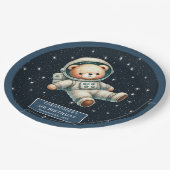Schattigee Teddy Astronaut Boy Baby shower Papier  Papieren Bordje (Gekanteld)