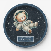Schattigee Teddy Astronaut Boy Baby shower Papier  Papieren Bordje (Voorkant)