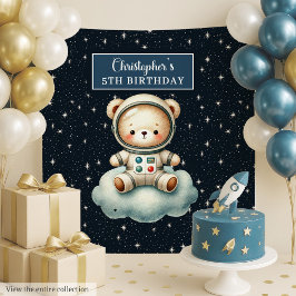Schattigee Teddy Astronaut Party Achtergrond voor  Wandkleed
