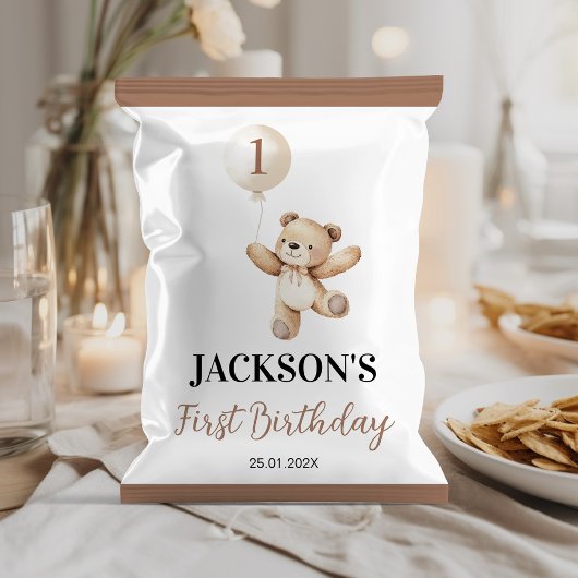 Schattigee Teddy Balloon Beary Birthday Chip Bag W Flyer