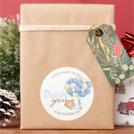 Schattigee Teddy Balloons Baby Boy Shower Bedankt Ronde Sticker